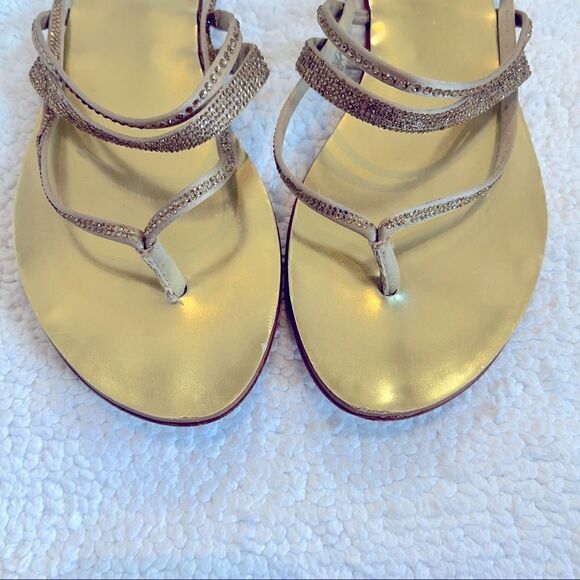 Vince Camuto Evora Rhinestone Strappy Slip On Sandals Gold Size 6.5M - Picture 4 of 8